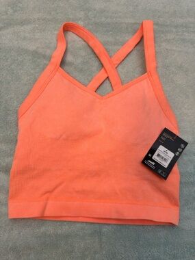 NWT Avia Coral Orange Crossback Seamless Sports Bralette size small